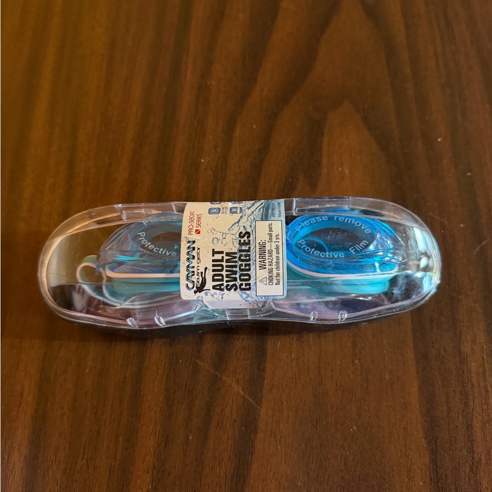 Cayman Swim Gear, Pro-Sport Series Blue Aquatic Goggles Adult Size NIB